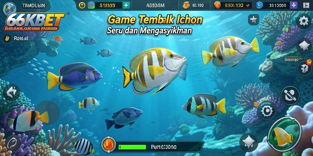 Gameplay seru Tembak Ikan di 66KBET yang penuh warna.