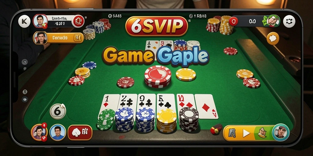 Screenshot menunjukkan gameplay Gaple yang menarik dan interaktif di 6SVIP.