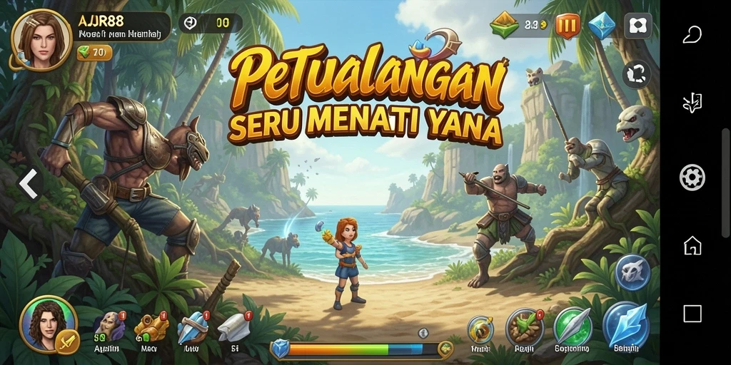 Tangkapan layar utama AJR88 menampilkan aksi seru dalam petualangan.