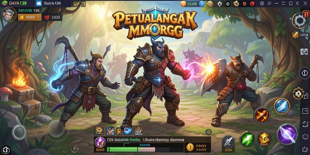 Tampilan screenshot utama DAYA138 yang menunjukkan pertarungan epik MMORPG.