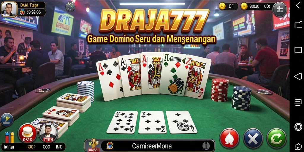 Tampilan gameplay seru dalam DRAJA777 yang menampilkan aksi domino.