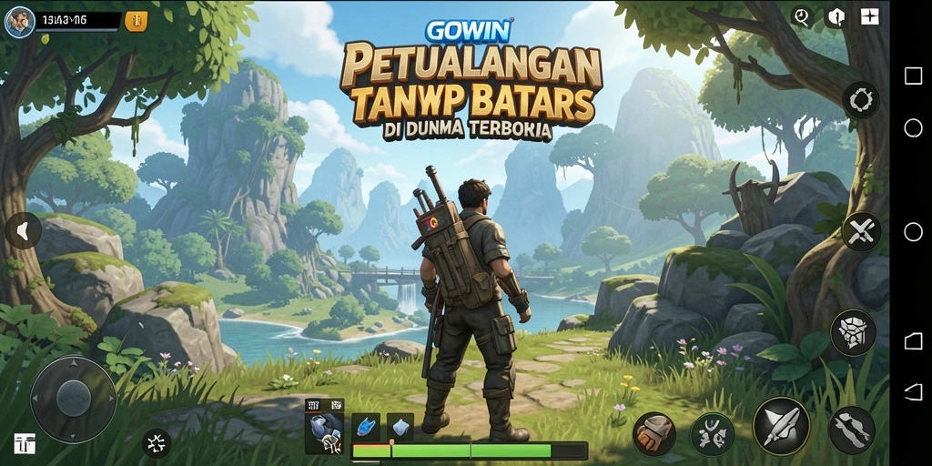 Tangkapan layar gameplay GOWIN yang menunjukkan eksplorasi dunia terbuka.