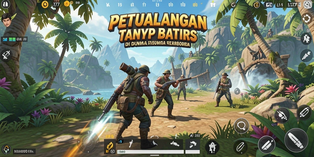 Screenshot menunjukkan pemain menjelajahi dunia terbuka yang luas.