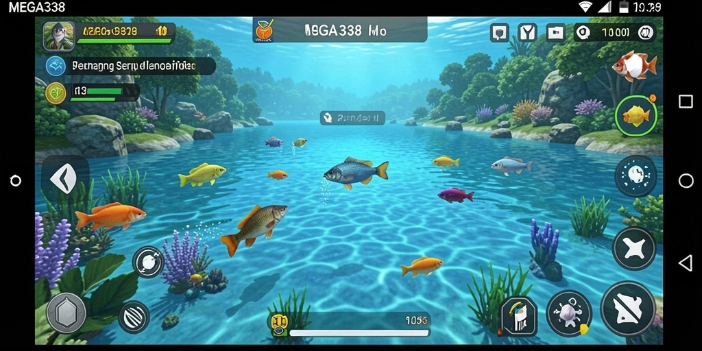 Gameplay MEGA338 yang menampilkan suasana memancing yang menegangkan.