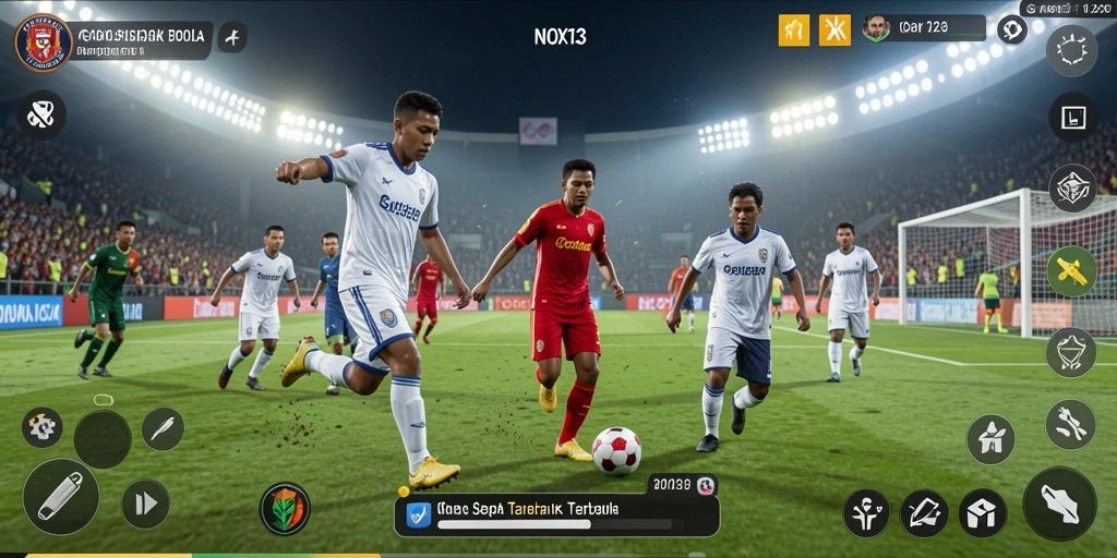 Gameplay menegangkan dalam NOX123 menampilkan aksi sepak bola yang mendebarkan.