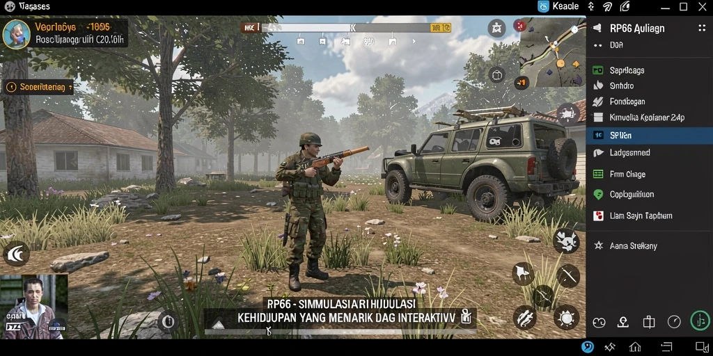 Screenshot utama RP66 menampilkan gameplay simulasi yang mendalam dan interaktif.