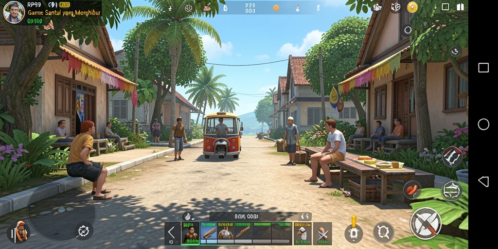 Tampilan gameplay santai RP99 dengan beragam mini-game menanti Anda.