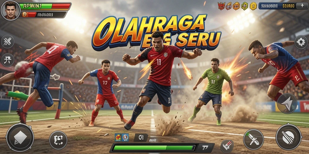 Tampilan gameplay seru pada RPWIN1 dengan aksi olahraga mendebarkan.