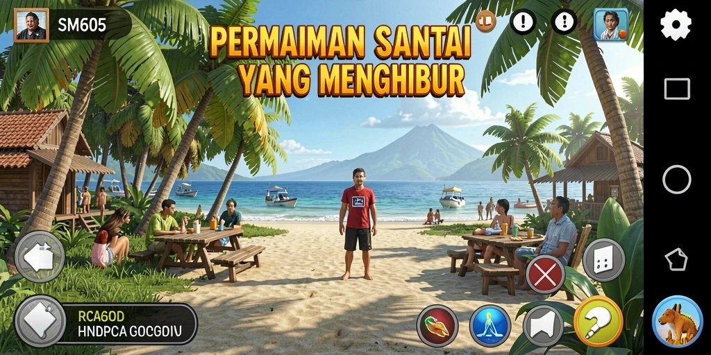 Tangkapan layar SM605 menampilkan gameplay menyenangkan dengan grafis yang cerah.