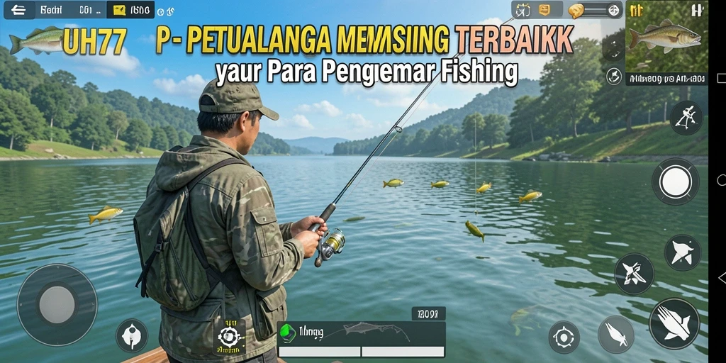 Tangkapan layar game UH77 menampilkan pengalaman memancing yang seru dan realistis.