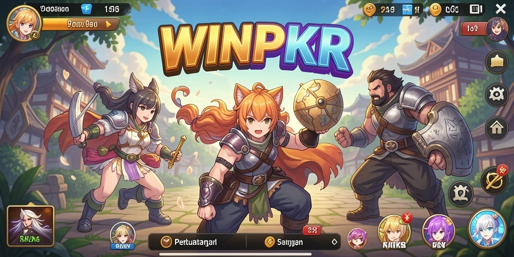Tampilan gameplay menarik dari WINPKR dengan karakter Anime ikonik.